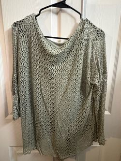 . Sage Green Crochet Knit Sweater