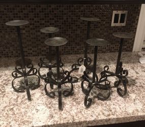 6 Metal Candlesticks Table Decor 