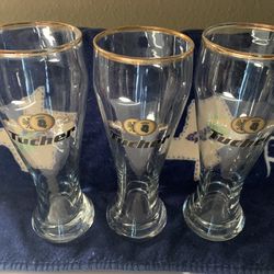 3 Tucher German Beer  Glasses With Gold Rims