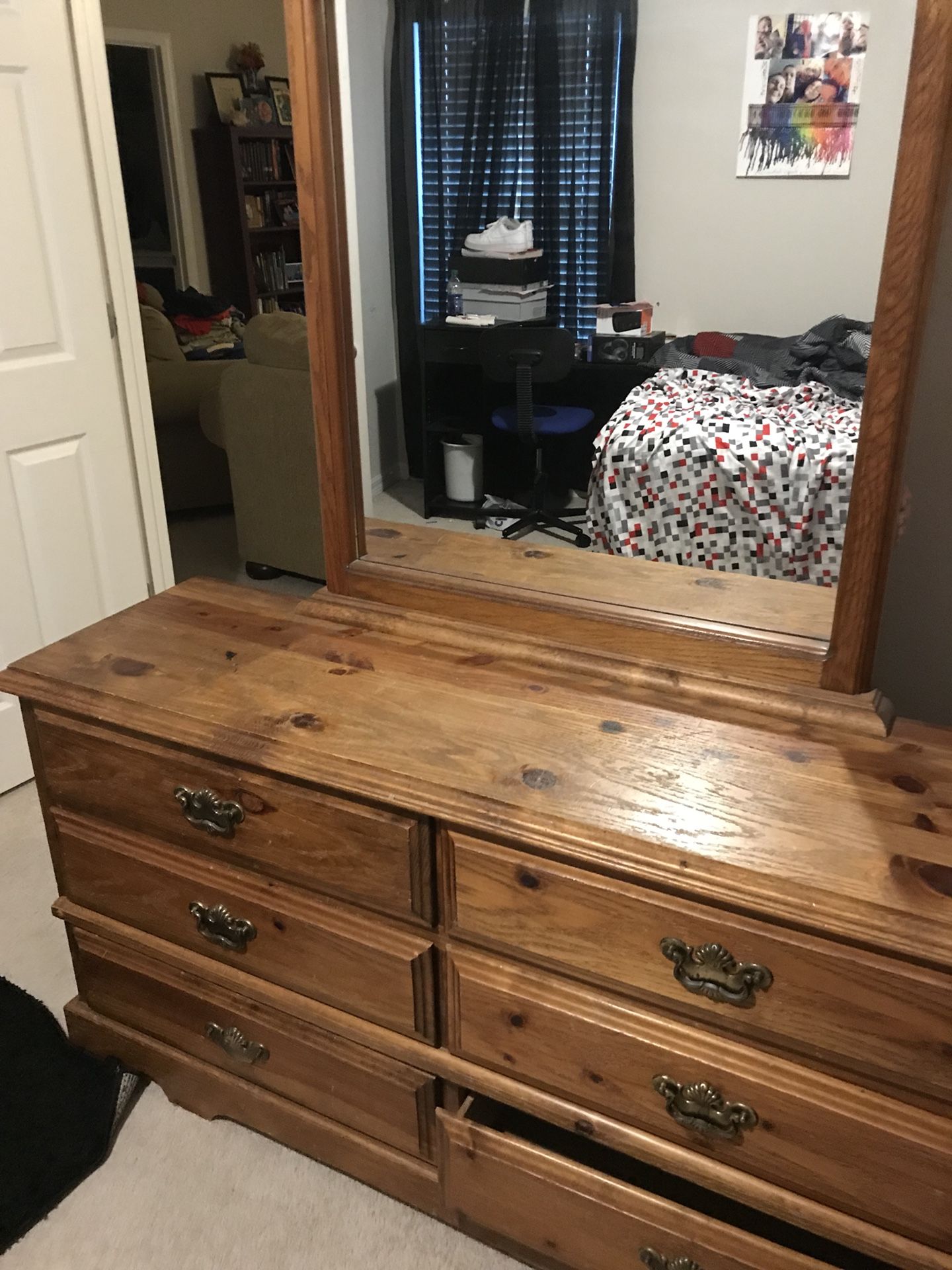 Free wood Dresser 60” x 18” with mirror