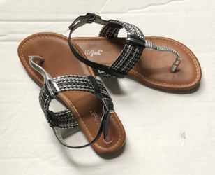 Girls Black And Silver Sandals