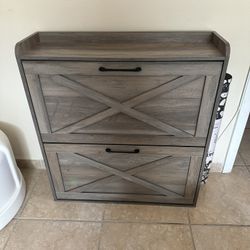 Shoe Cabinet with 2 Flip Drawers, Freestanding Shoe Cabinet Organizer with Metal Legs, Shoes Storage Cabinet for Entryway, Narrow Shoe Rack Cabinet, W