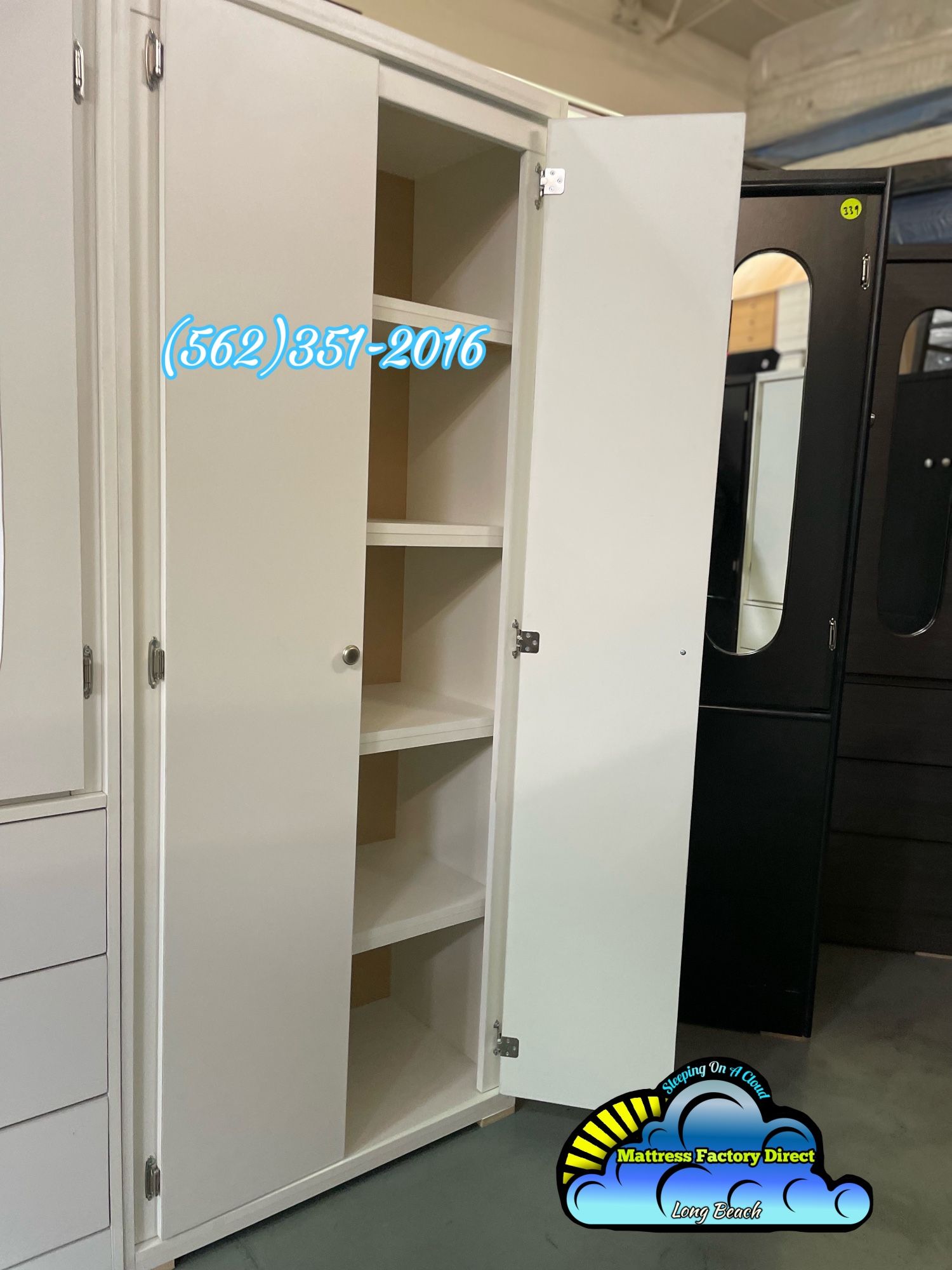 New Assembled White Shelves 2-Door Pantry Closet 