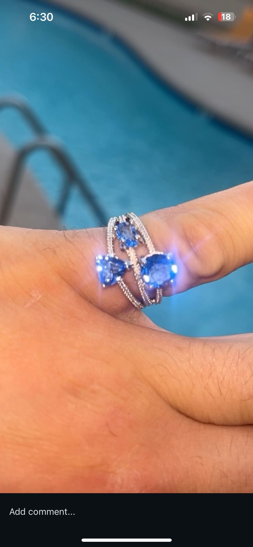 Sterling Silver Tanzanite Ring Size 6