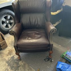 Sam Moore Leather Wingback Chair 
