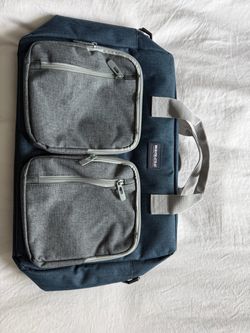 Mon Chateau Luxury Collection 15" Padded Canvas Laptop Shoulder Bag Blue Gray