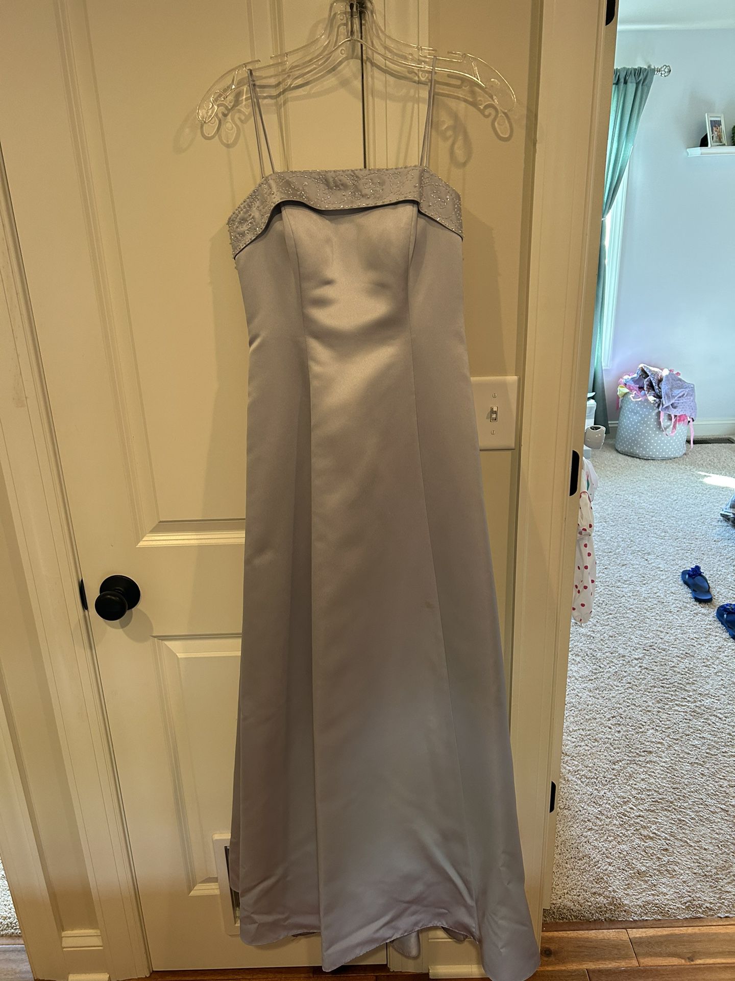 Silver Satin Formal Dress. Size 2 Quantity 2