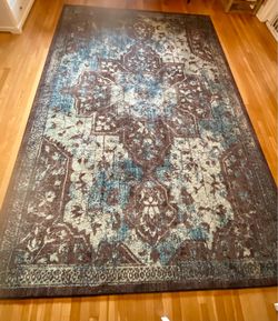Persian vintage carpet teal multicolor