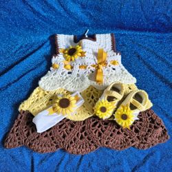 $25 Vestidos tejidos para niña incluye zapatitos y diadema