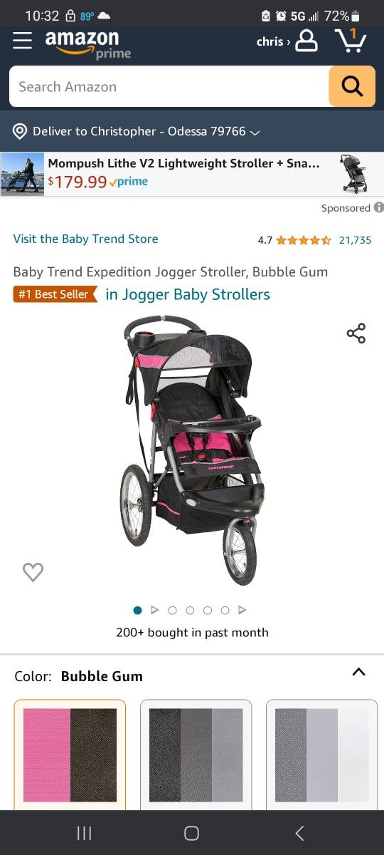 BABY TREND STROLLER -expedition Elx (Stoller Only)