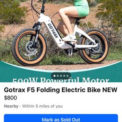 Gotrax F5 Folding Electric Bike New