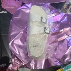 FUNKYMONKEY Women's Comfort Slides Double Buckle Adjustable EVA Flat Sandals 8 New White 