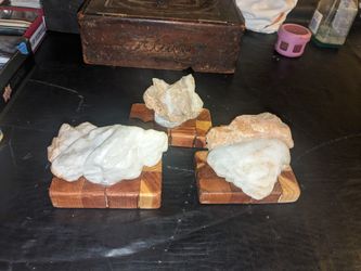 Quartz  Crystal Hand Made Sculptures W/ Redwood & Selenite Stands