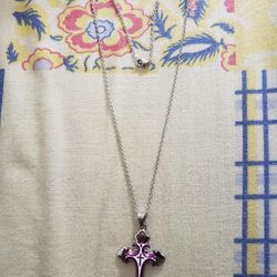 Necklace In Stainless Steel Cross Pendant Size 10 Inches