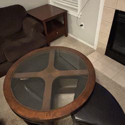 Glass Coffee Table With Stools