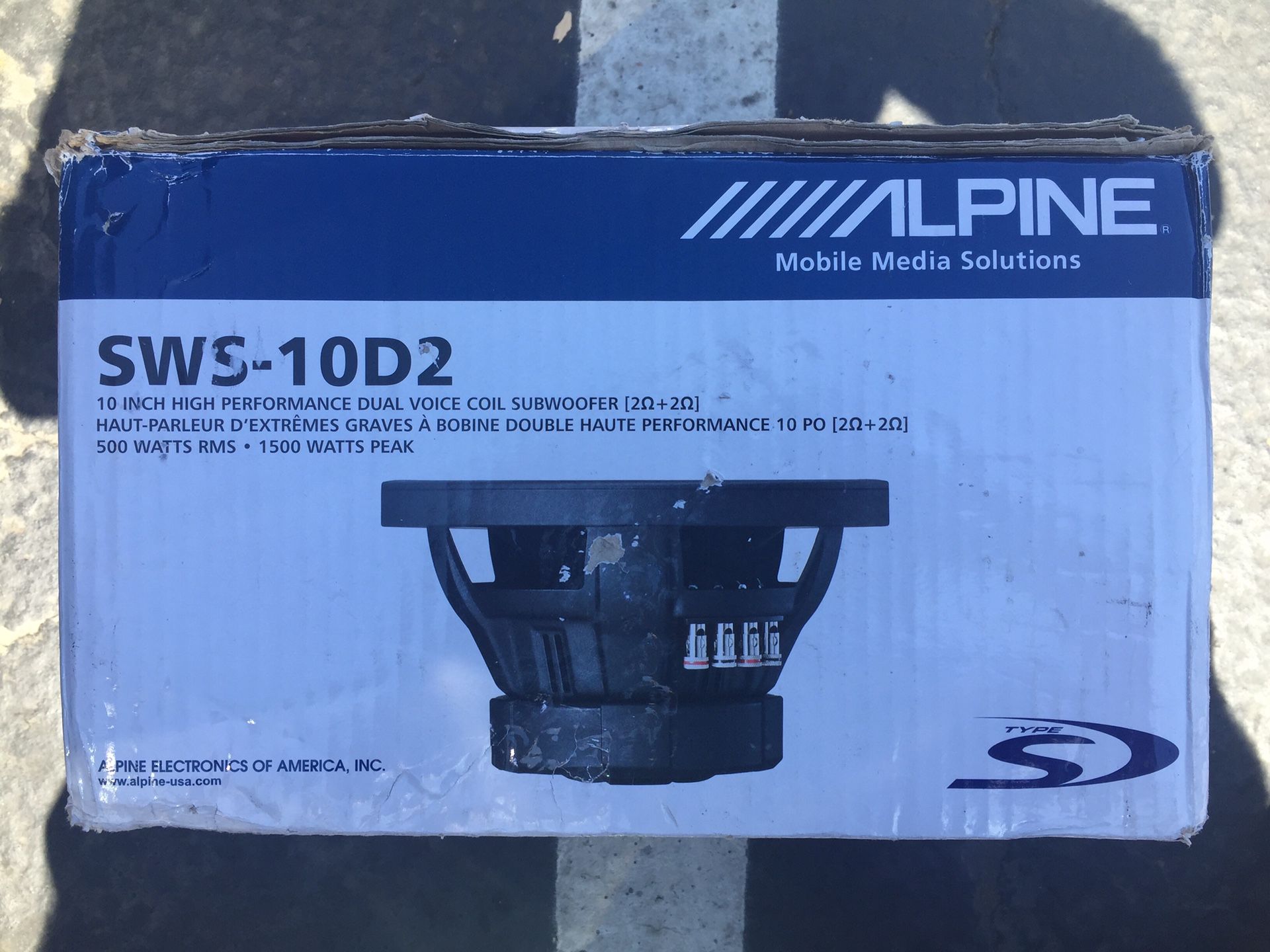 Alpine SWS-10D2 Subwoofer 10 inch, New, never used in open box