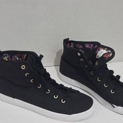 Women's Keds  Black Kick Star High Top Floral Sneakers Size 8.5