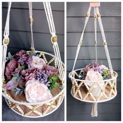 New handcrafted plant hanger with floral arrangement 