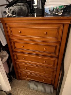 Tall Wood 5-Drawer Dresser Chest