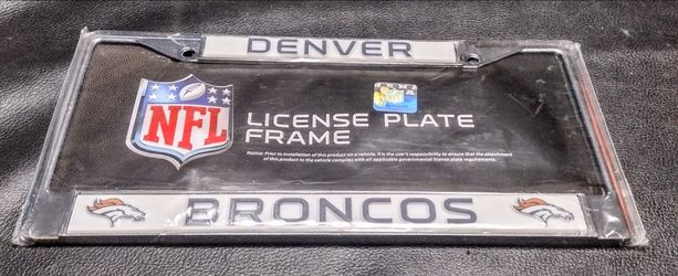 Brand New Denver Broncos Chrome Metal License Plate Frame - Auto Tag Holder