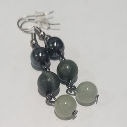 Stone Green And Black Earrings 