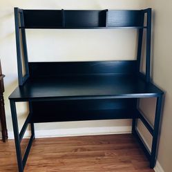 Black IKEA Desk With Shelves
