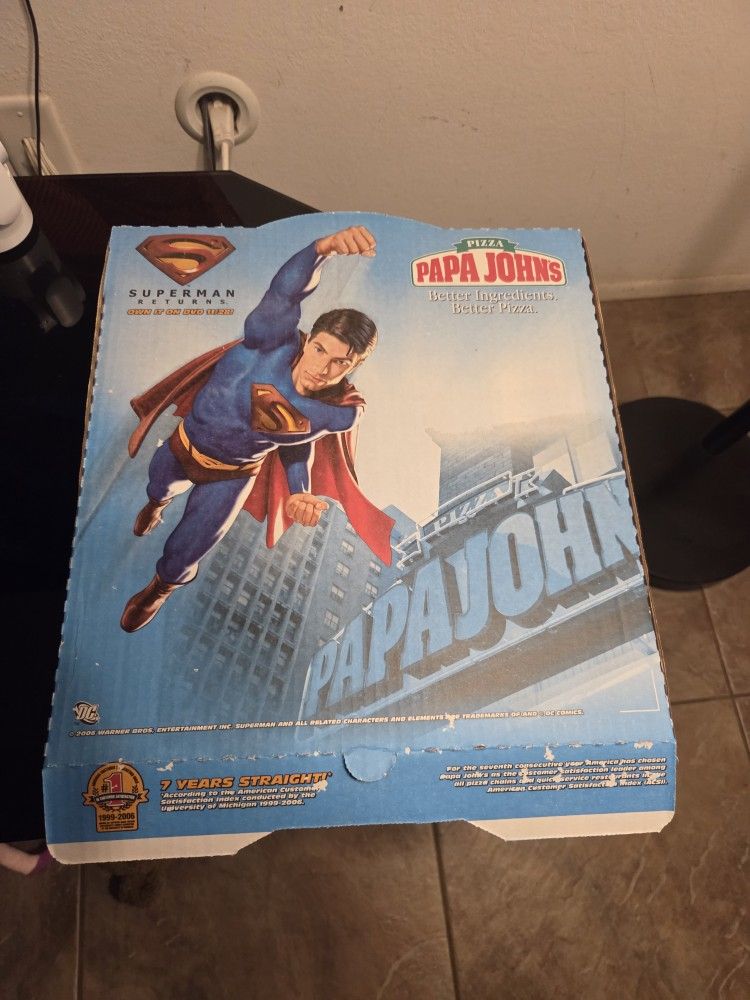 Superman Returns 2007 Papa John's Pizza Box