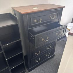 (New in box)Black Tall 5 Drawer Dresser Dark Wood Top Metal Bail Handles(0101-1)(99$each)