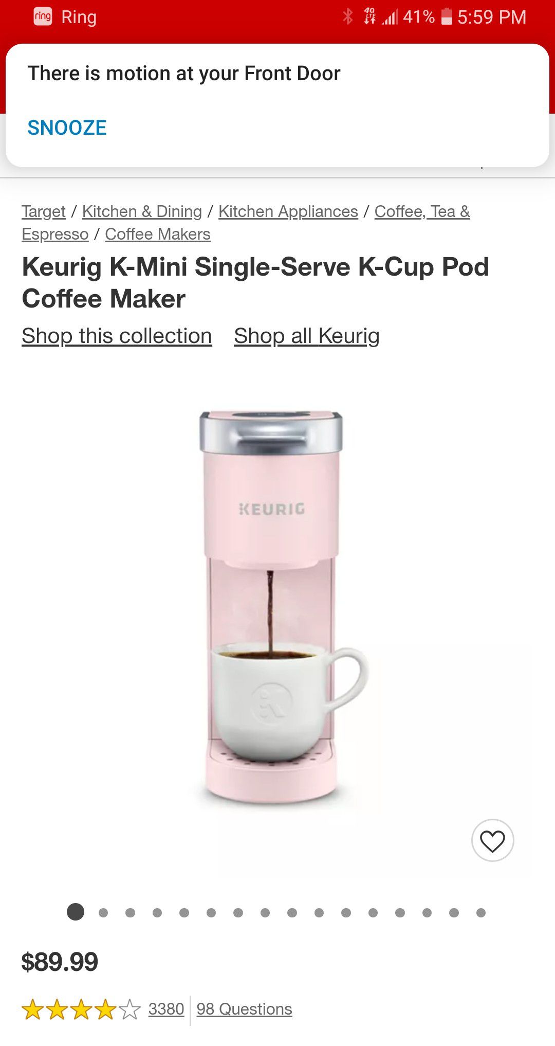 Keurig .. Coffee maker. (pink)