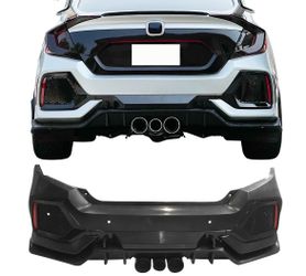 16-21 Honda Civic Sedan TR Style Rear Bumper Cover Replacement W/Diffuser