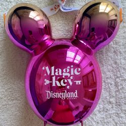 Disney Magic Key Metallic Pink Gold Ombré Balloon Mickey Popcorn Bucket
