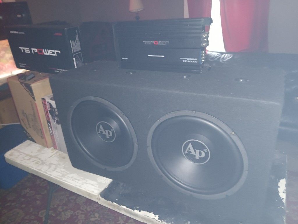 Audio Pip 15 And 12 Built In Custom Box 6000 Wat Ts Power Amplifier New