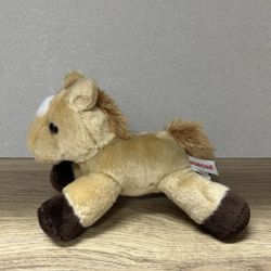 Aurora Tan Brown Horse Pony 7" Beanbag Stuffed Plush Farm Ride White Spot Animal