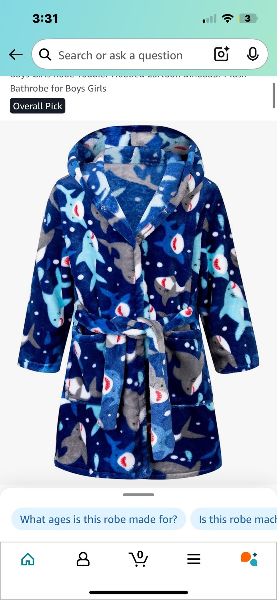 Toddler Shark Robe 2-3Y