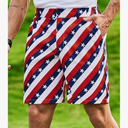 Arvilhill Men's American Flag Golf Shorts Patriotic 4th of July Independence Day Shorts with Pockets (XL)