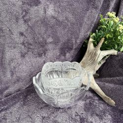 Set Of 2 Clear Glass Bowls (Roses)