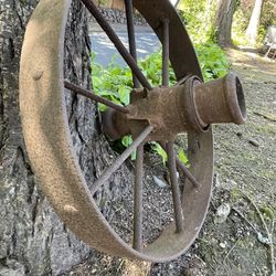 Large 150 Year Old Wagon Wheel All Steel
