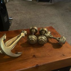 Old Brass Door Knocker And Solid Brass Handles