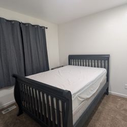 Queen size bed frame – solid wood – black – no mattress