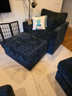 Lovesac Midnight Navy Corded Velvet Sofa Chair