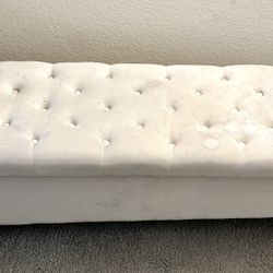 White Tufted Storage Bench