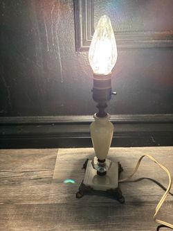 Vintage Green Onyx Table Lamp mid century Tested