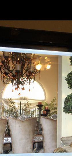 Gorgeous Valentina iron leave Tiered chandelier was emerald drops