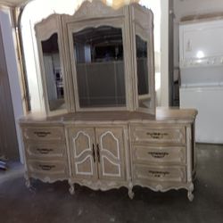 Solid Wood Dresser And Mirror