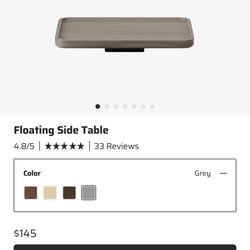 Thuma Bed Floating Side Table - Grey Metal