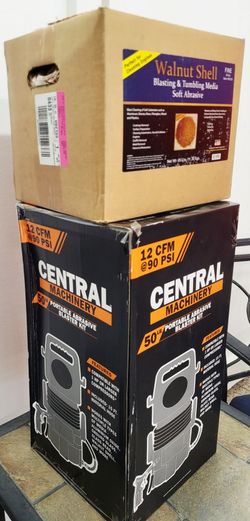 BRAND NEW Central Machinery 50LB Abrasive Blaster + Walnut Shell Media – Sandblasting Kit
