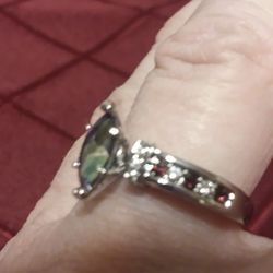 Size 9 Multicolored Oval CZs in 18K White Gold Filled RING
