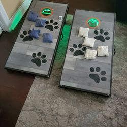 Custome Made Cornhole Set With Remote And Lights All Colors Plus Bean Bags 