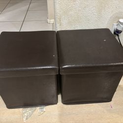 Foldable Ottoman Storage Brown 
