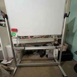 VIZ-PRO Double-Sided Magnetic Mobile Whiteboard, 43 x 30 Inches Aluminium Frame and Stand